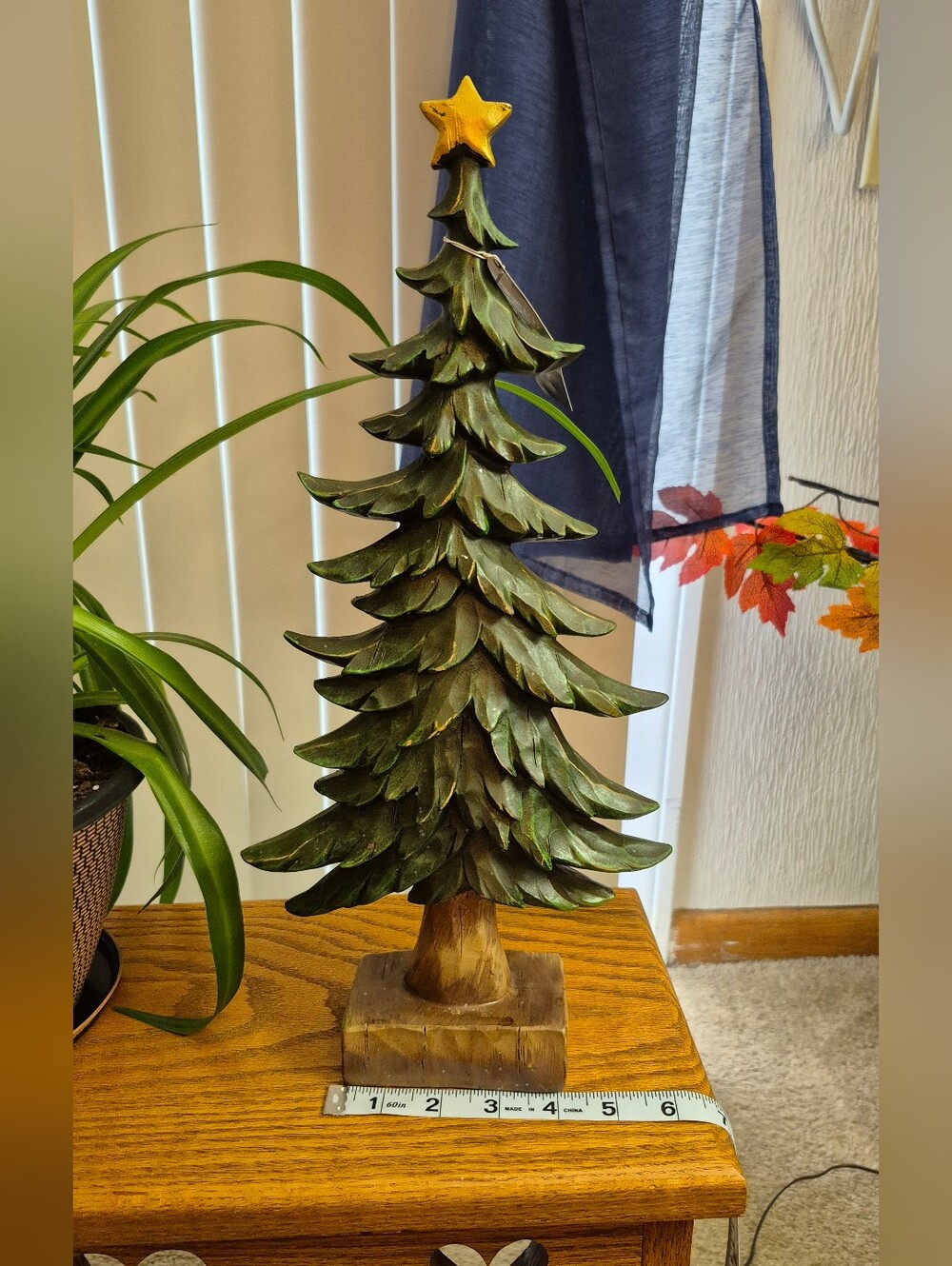 Green Wooden Christmas Tree Holiday Decor with Gold Star. NEW WITH TAGS - Picture 7 of 7
